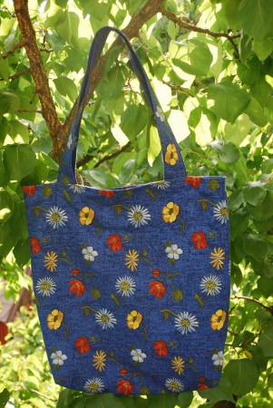 SBidea - taška - modrá kvetinková